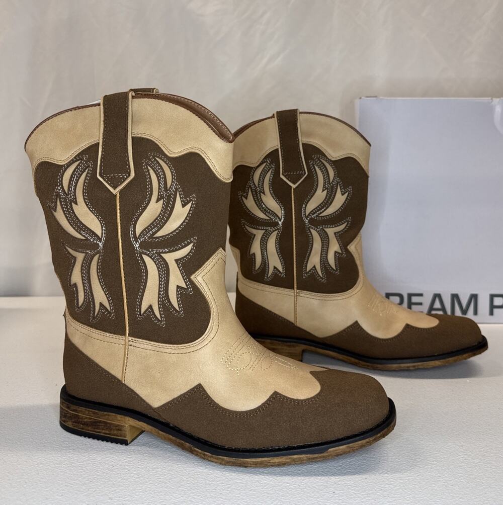 DREAM PAIRS Cowgirl Boots Big Girls Size 5 Brown